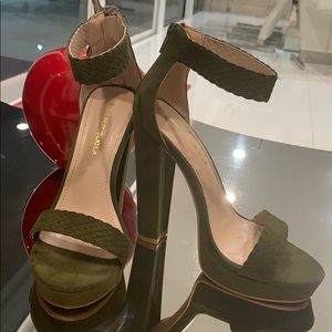 Suede green high heels